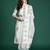 Cream printed pure cotton kurta trouser dupatta set