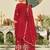 Red embroidered chinon kurta trouser dupatta set