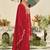 Red embroidered chinon kurta trouser dupatta set