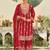 Red embroidered chinon kurta trouser dupatta set