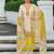 Yellow embroidered silk kurta trouser dupatta set
