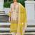 Yellow embroidered silk kurta trouser dupatta set