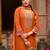 Orange embroidered chinon kurta trouser dupatta set
