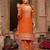 Orange embroidered chinon kurta trouser dupatta set