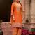 Orange embroidered chinon kurta trouser dupatta set