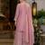 Pink embroidered chinon kurta trouser dupatta set