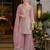 Pink embroidered chinon kurta trouser dupatta set