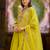 Yellow embroidered silk kurta trouser dupatta set