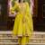 Yellow embroidered silk kurta trouser dupatta set