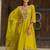Yellow embroidered silk kurta trouser dupatta set