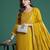 Yellow embroidered silk kurta trouser dupatta set