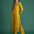Yellow embroidered silk kurta trouser dupatta set