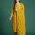 Yellow embroidered silk kurta trouser dupatta set