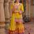 Yellow embroidered chinon kurta trouser dupatta set