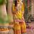 Yellow embroidered chinon kurta trouser dupatta set