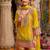 Yellow embroidered chinon kurta trouser dupatta set