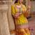 Yellow embroidered chinon kurta trouser dupatta set
