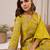 Olive printed chanderi silk kurta trouser dupatta set