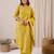 Olive printed chanderi silk kurta trouser dupatta set