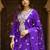 Purple embroidered silk kurta trouser dupatta set