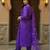 Purple embroidered silk kurta trouser dupatta set