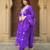 Purple embroidered silk kurta trouser dupatta set