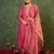 Pink embroidered silk kurta trouser dupatta set