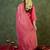 Pink embroidered silk kurta trouser dupatta set