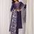 Purple embroidered silk kurta trouser dupatta set