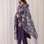 Purple embroidered silk kurta trouser dupatta set