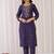 Purple embroidered silk kurta trouser dupatta set