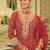 Red embroidered chinon kurta trouser dupatta set