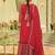 Red embroidered chinon kurta trouser dupatta set