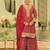 Red embroidered chinon kurta trouser dupatta set
