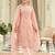Pink embroidered silk kurta trouser dupatta set