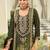 Green embroidered silk kurta trouser dupatta set