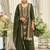 Green embroidered silk kurta trouser dupatta set