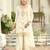 White embroidered chinon kurta trouser dupatta set