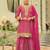 Pink embroidered chinon kurta trouser dupatta set