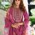 Pink embroidered pure cotton kurta trouser dupatta set