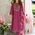 Pink embroidered pure cotton kurta trouser dupatta set