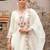 Off white embroidered silk kurta trouser dupatta set