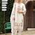 Off white embroidered silk kurta trouser dupatta set