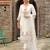 Off white embroidered silk kurta trouser dupatta set