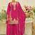 Pink embroidered chinon kurta trouser dupatta set