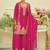 Pink embroidered chinon kurta trouser dupatta set
