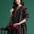 Black printed pure cotton kurta trouser dupatta set