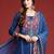 Blue printed pure cotton kurta trouser dupatta set