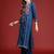 Blue printed pure cotton kurta trouser dupatta set