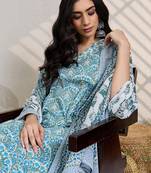 White printed pure cotton kurta trouser dupatta set